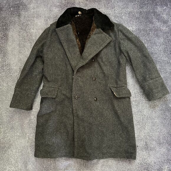 Vintage 1940's WWII Soviet Union USSR Wool Buffalo Fur Lined Field Coat Jacket - Picture 1 of 10